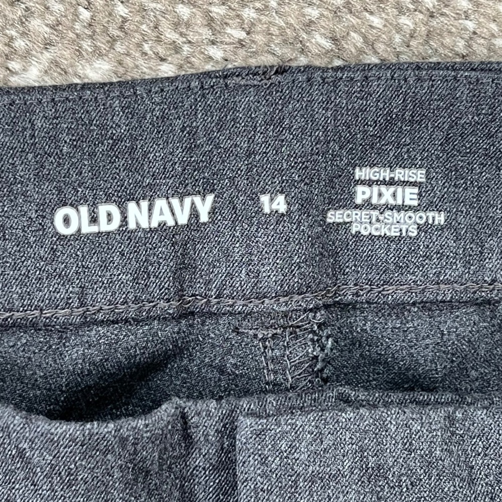 Old Navy High Rise Pixie Flare Pants Womens 14 Dark Heather Grey Stretch Trouser - Picture 3 of 9